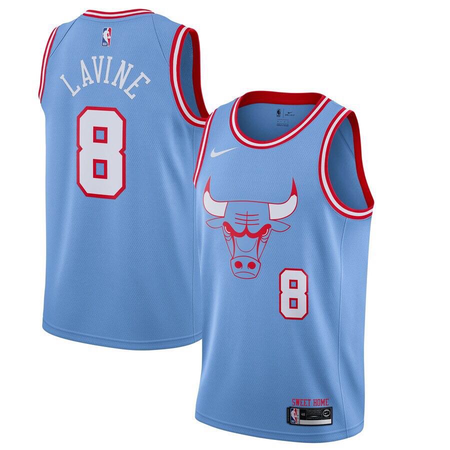 Men Chicago Bulls 8 Lavine light blue City Edition Game Nike NBA Jerseys